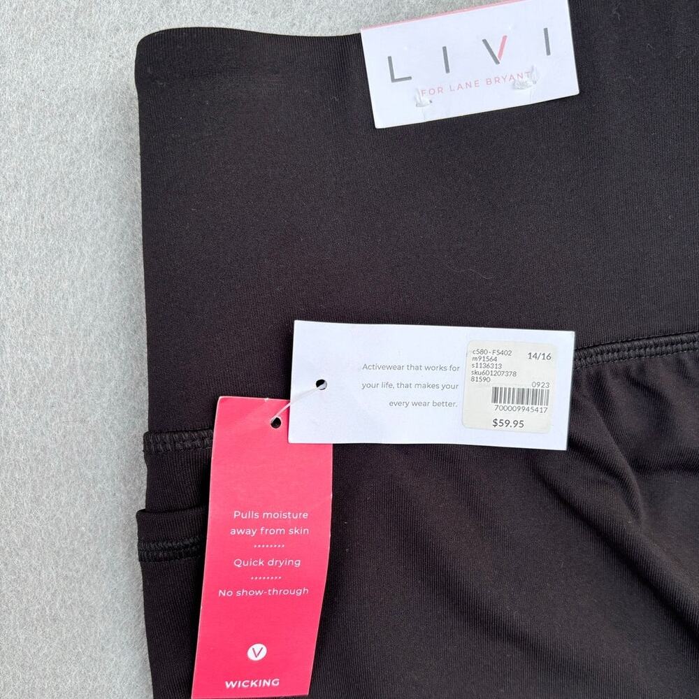 NWT Lane Bryant Livi 7/8 Legging SIZE 14/16 pockets gym activewear wicking black - Picture 4 of 7